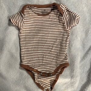 Striped Brown and White Kids One Piece